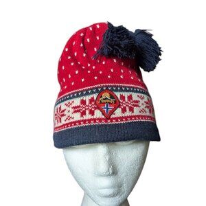 Scandi Girl Fleece Lined Norway Patch Knit Beanie Tassel Hat Boho Ski Unisex
